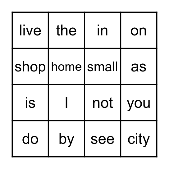 PCI Words 1- Bingo Card