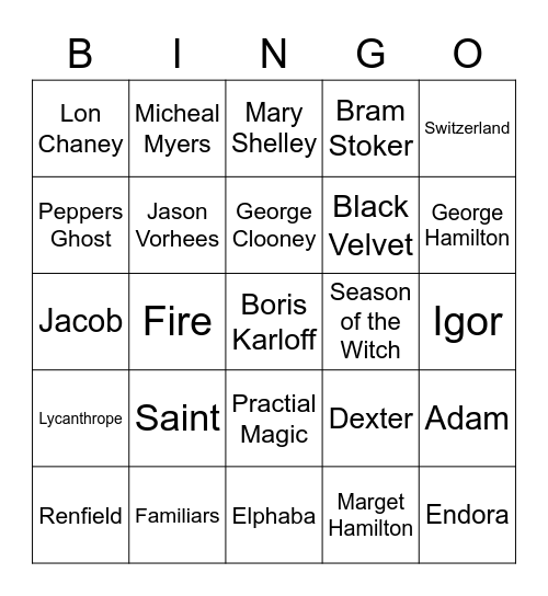 Halloween Trivia 2 Bingo Card