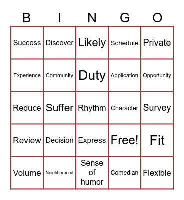 Eng 101 - Review Day Bingo Card