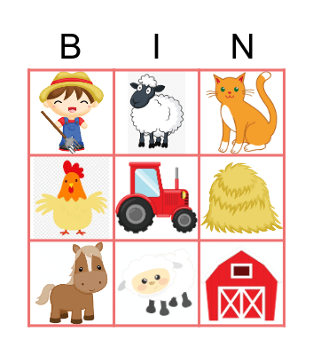 farm animals Bingo Card
