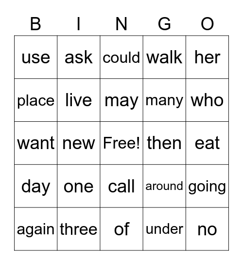 Block 2 - 1st Bingo Card