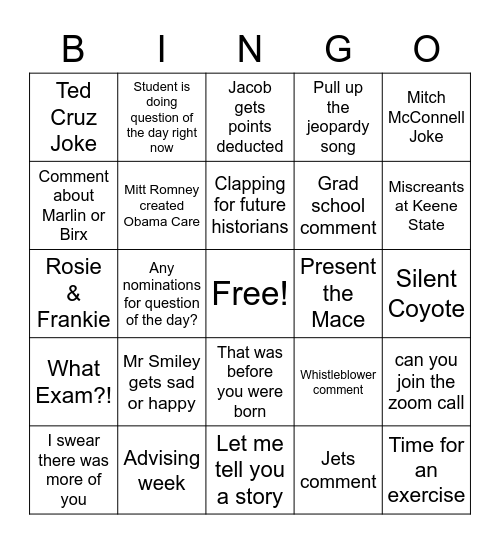 Lappie Bingo Card