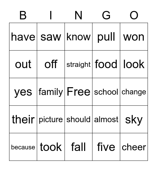 Block 2 - 2nd Gr Bingo Card