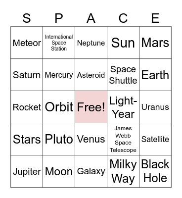 Our Solar System Bingo Card