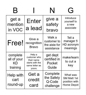 CAM BINGO Card