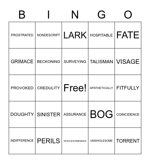 MYSTERY BINGO (MONKEY'S PAW & HITCHHIKER) Bingo Card