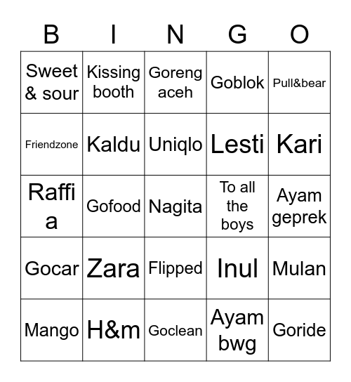 MALIK Bingo Card