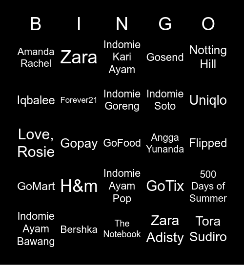 Taehyung Lutherna Bingo Card