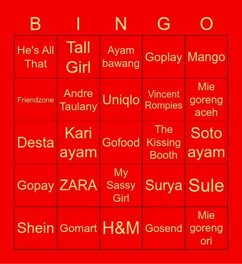 Cepet Bingo Card