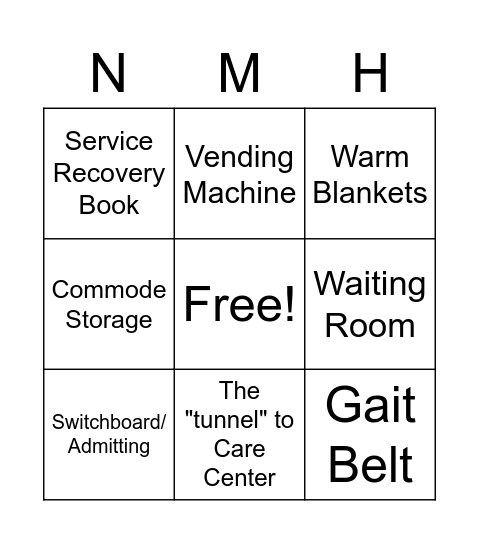 Selfie Scavenger Hunt Bingo Card