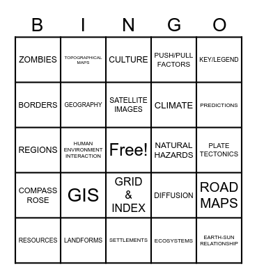 Geography Bingo Card