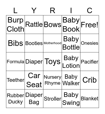 LaShaunda's Baby Shower  Bingo Card
