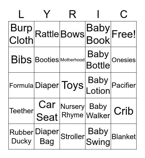 LaShaunda's Baby Shower  Bingo Card