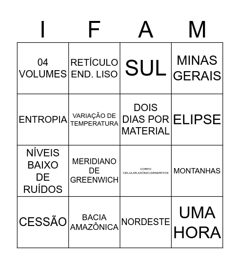 BINGO DO CONHECIMENTO Bingo Card