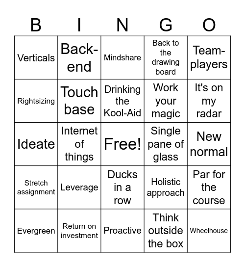 CBMP Corporate BINGO Card