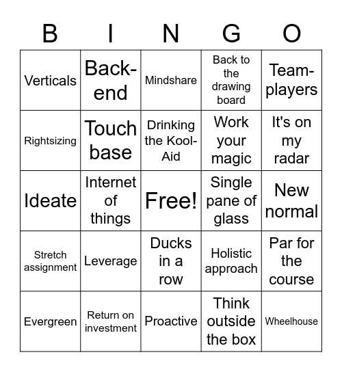 Corporate Bulls**t Bingo Round 1 Bingo Card