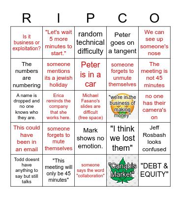 Quartly Call Bingo Card
