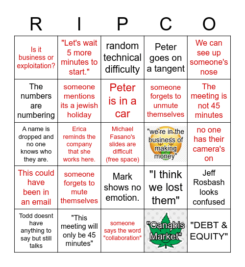 Quartly Call Bingo Card