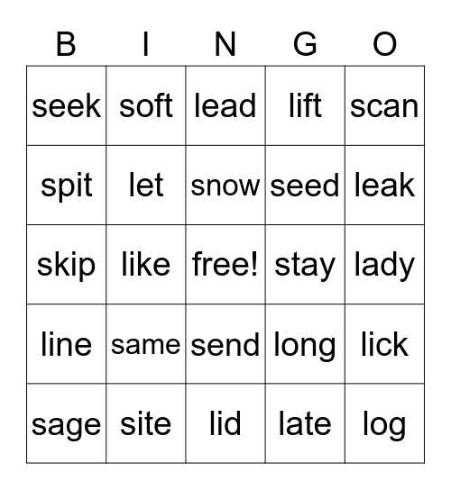 Let's work on our L & S sound! Bingo Card