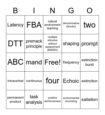 RBT Bingo Card