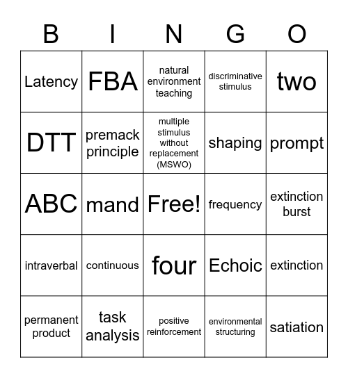 RBT Bingo Card