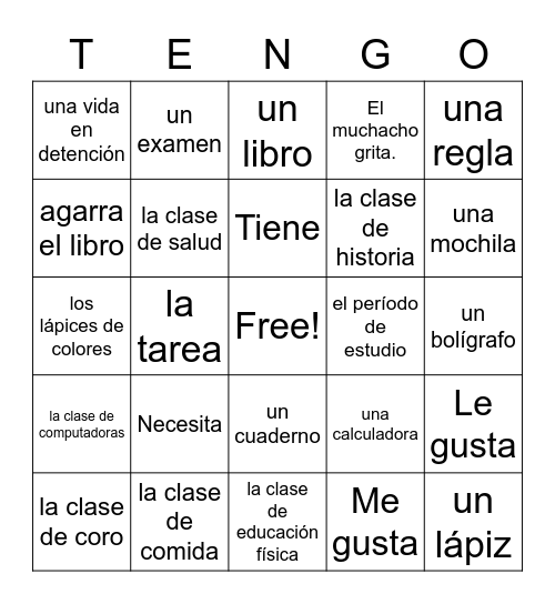 Escuela#Bingo Card