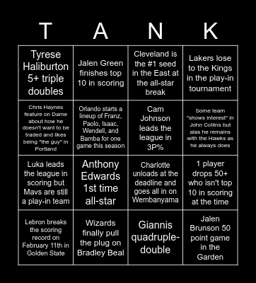 NBA BINGO Card