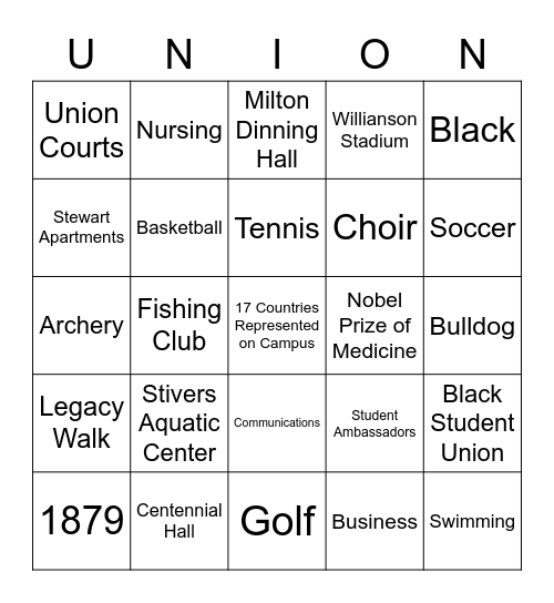 Union Bingo Card