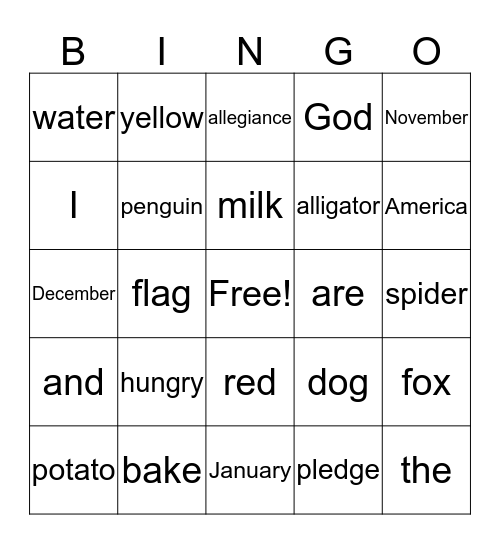 BINGO Card