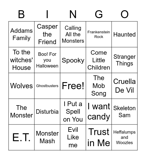 Halloween Bingo Card