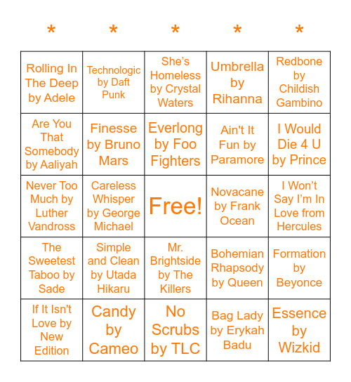 Music Bingo Card