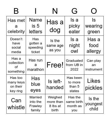 Rachel's Grad Party Bingo Card