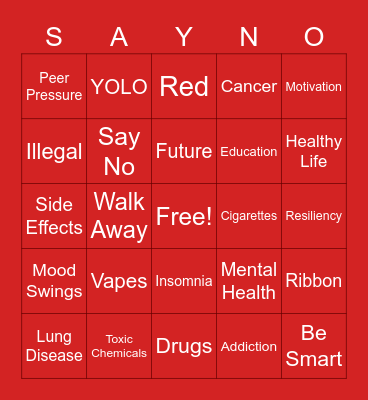 Red Ribbon Week! Bingo Card