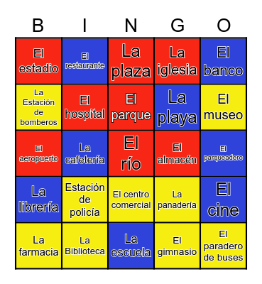 Los lugares Bingo Card