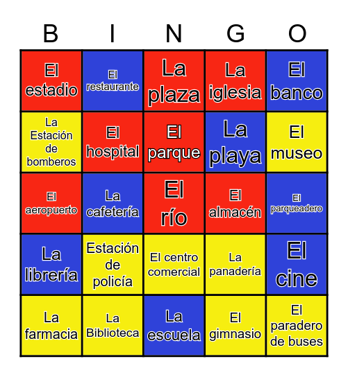 Los lugares Bingo Card