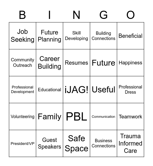 iJAG Bingo Card