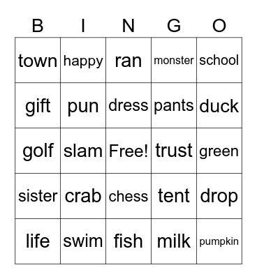 Blending Bingo Card