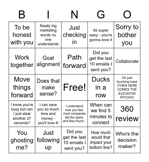Horrible sales phrases Bingo Card
