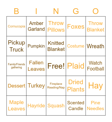 Fall Vibes Bingo Card