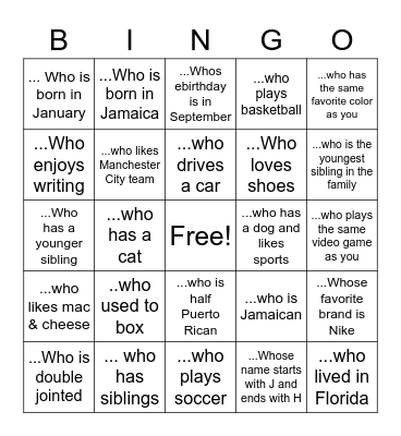 Engineering Class! Find someone... Bingo Card