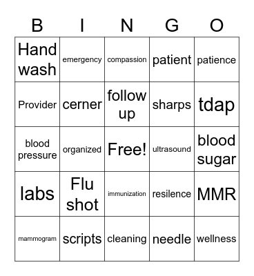 Medical Assistant Bingo Card