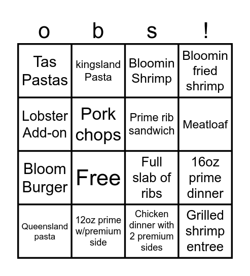 OB BINGO Card