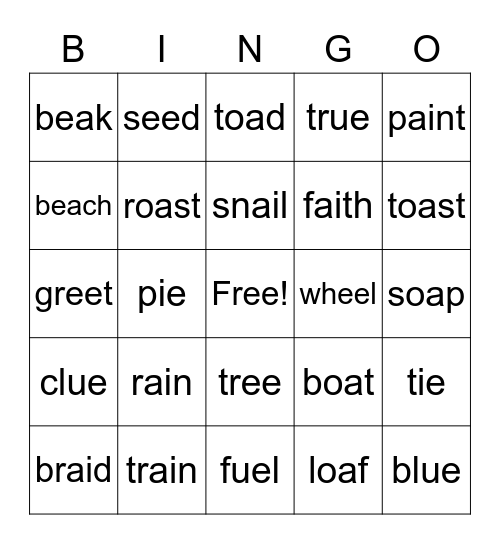Vowel Team BINGO Card