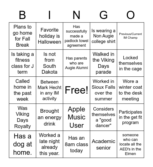 Desk Training Bingo Card