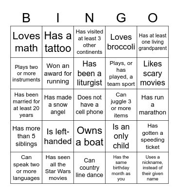 dummy test Bingo Card