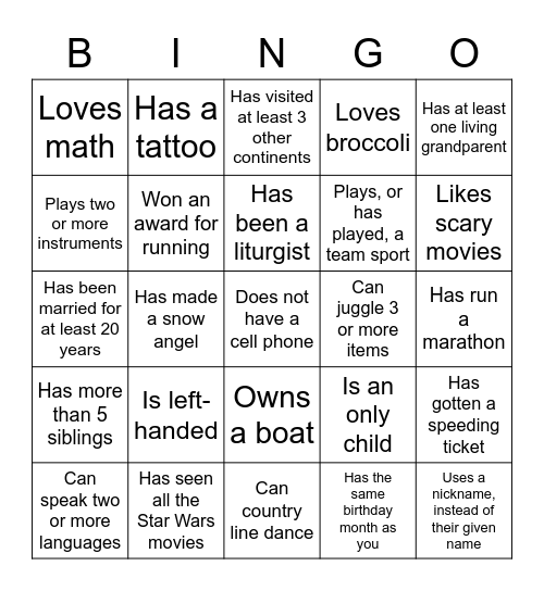 dummy test Bingo Card