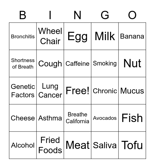 COPD Bingo 2022! Bingo Card