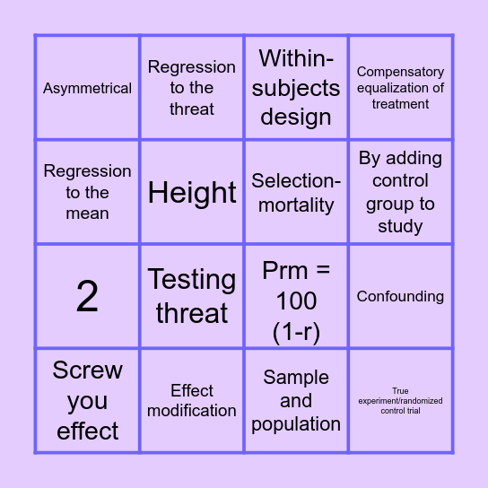 HSC 696 BINGO Card