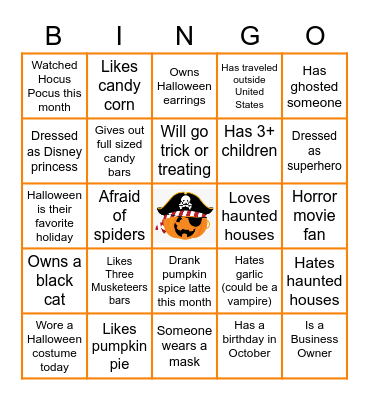 Halloween Team Building Bingo Card