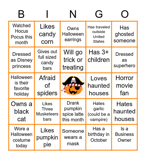 Halloween Team Building Bingo Card
